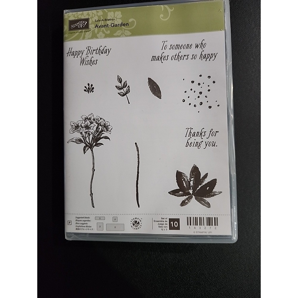 Stampin Up Avant-Garden 10 Piece Photopolymer Stamp Set Floral Birthday 143272